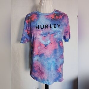 Hurley Women's (Unisex) Tie Dye Purple Pink T-Shirt ~ Size Small Petite